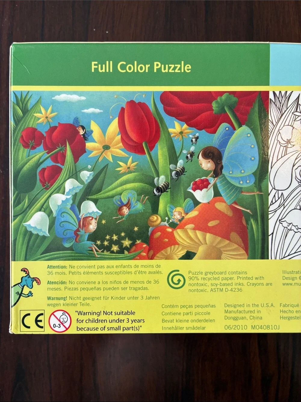 Mudpuppy Fairy Friends Color Me 24 Piece Two Sided Puzzle Wipe Off Crayons NWT